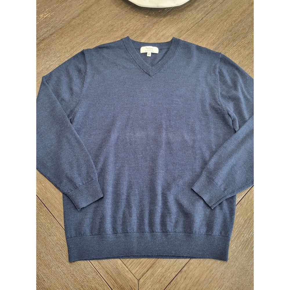 Turnbury Sweater Mens M Navy Extra Fine Merino Wool V Neck Pullover Super Soft!!